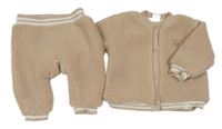 2set - Béžová huňatá podšitá bunda s medvědem + kalhoty River Island