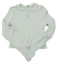 Mintové rebrované crop tričko s kvietkom H&M