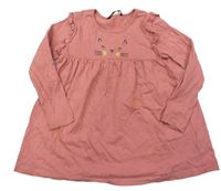 Ružové bavlnené šaty s mačičkou a volánikmi George
