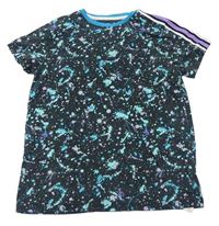 Čierno-modro-fialové vzorované tričko Next