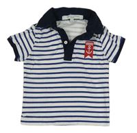 Tmavomodro-biele pruhované polo tričko zn. Silvian Heach