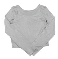 Nové - strieborné rebrované crop tričko H&M