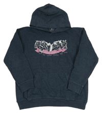 Tmavomodrá mikina s koníky a kapucňou