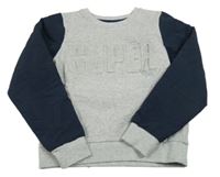 Sivo-tmavomodrá teplákovo/šusťáková mikina s 3D nápisom Tchibo