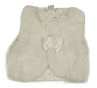 Smotanová kožušinová podšitá vesta s mašlou H&M