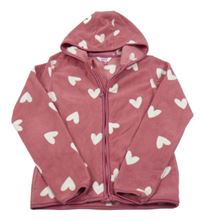 Ružová fleecová prepínaci mikina so srdiečkami a kapucňou Kids