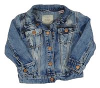 Modrá rifľová bunda s vyšúchaním Zara