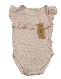 Nové - Světlerůžové žebrované body s kytičkami a volánky Kit+Peari