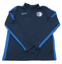 Tmavomodro-modrá funkční sportovní mikina s potiskem Nike 