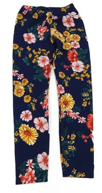 Tmavomodré legíny s kvetmi Shein