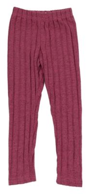 Růžovo-šedé melírované žebrované pletené legíny 