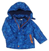 Modrá šusťáková lyžařská bunda s potiskem a kapucí Lily&Dan 