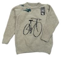 Nové - Béžový žinylkový svetr s kolem 