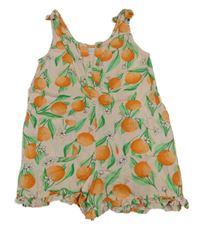 Svělerůžový letní plátěný overal s pomeranči Primark 