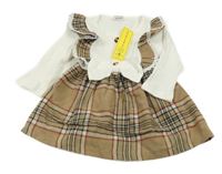 Nové - Bielo-kockované šaty s volánikmi Shein