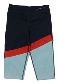 Tmavomodro-světlemodro-červené capri športové legíny