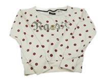 Biela mikina s bodkami a nápisom