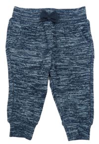Tmavomodro-modré melírované pletené kalhoty s mašlí Mothercare