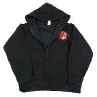 Čierna prepínaci mikina s potlačou a kapucí Awdis