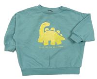 Zelenošedá oversize mikina s dinosaurem Next