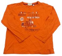Tmavooranžové tričko s kamionem a nápismi TOM TAILOR