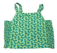 Zelený plátenný blúzková ý crop top s kvietkami ZARA
