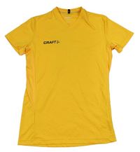 Tmavožlté funkčné športové tričko s logom a listami CRAFT