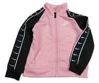 Růžovo-černá propínací sportovní mikina s logy a pruhy Nike