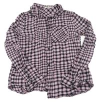 Světlerůžovo-černá kostkovaná halenka H&M