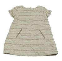 Smetanovo-hnedo-strieborné vlnené šaty s vreckom zn. Zara