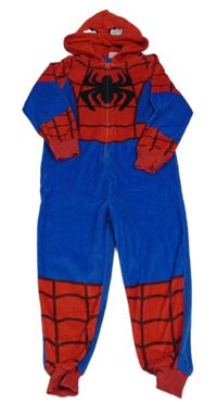 Modro-červená plyšová kombinéza s pavoukem a kapucí - Spider-man MARVEL