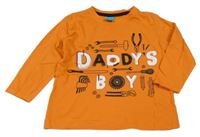 Oranžové triko s nápisy a nářadím little kids