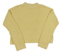 Svetložltý rebrovaný crop sveter H&M