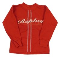 Červená mikina s nápisom Replay