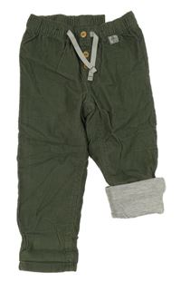 Nové - khaki manšestrové podšité kalhoty Ergee