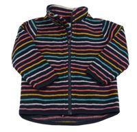 Tmavomodro-barevná pruhovaná fleecová propínací mikina F&F