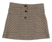 Smetanovo-vínovo-starorůžovo-čierna kockovaná vlnená sukňa so trblietkami St. Bernard