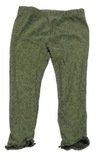 Khaki legíny s kytičkami a houbičkami a volánky George