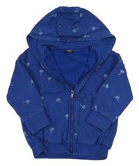 Safírová propínací oversize mikina s palmami a kapucí Next