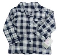 Nové - tmavomodro-bílý kostkovaný pyžamový kabátek PRIMARK
