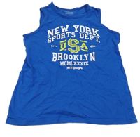 Cobaltovoě modré tielko s nápismi PRIMARK