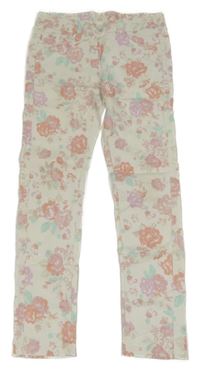 Smotanové rifľové džegíny s růžemi C&A