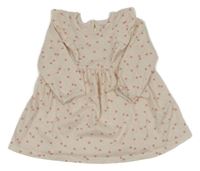 Světlepudrové melírované úpletové šaty s ružovými srdiečkami a volánikmi PRIMARK