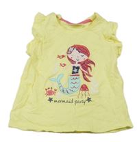 Žlté tričko s mořskou pannou a volánikmi Ergee