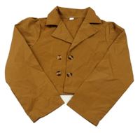 Hnědé bolérko s gombíkmi a golierikom