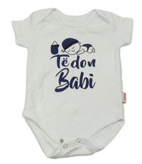 Biele body s nápismi a miminkem a lahvičkou