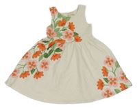 Smetanové vzorované šaty s kytičkami Sfera