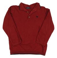 Tmavočervený vzorovaný sveter s dinosaurom a golierikom Next