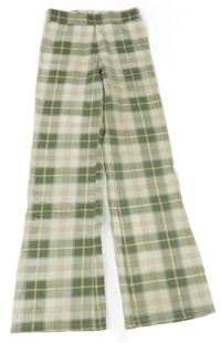 Kaki-smetanovo-béžové kockované flare nohavice H&M
