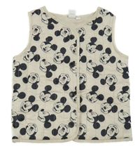 Smotanová prešívaná šušťáková zateplená vesta s Mickey Disney